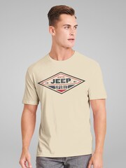 All + Every Cream Jeep Estd 1941 Spirit Logo Mens 100% Cotton T-Shirt - Image 1 of 3