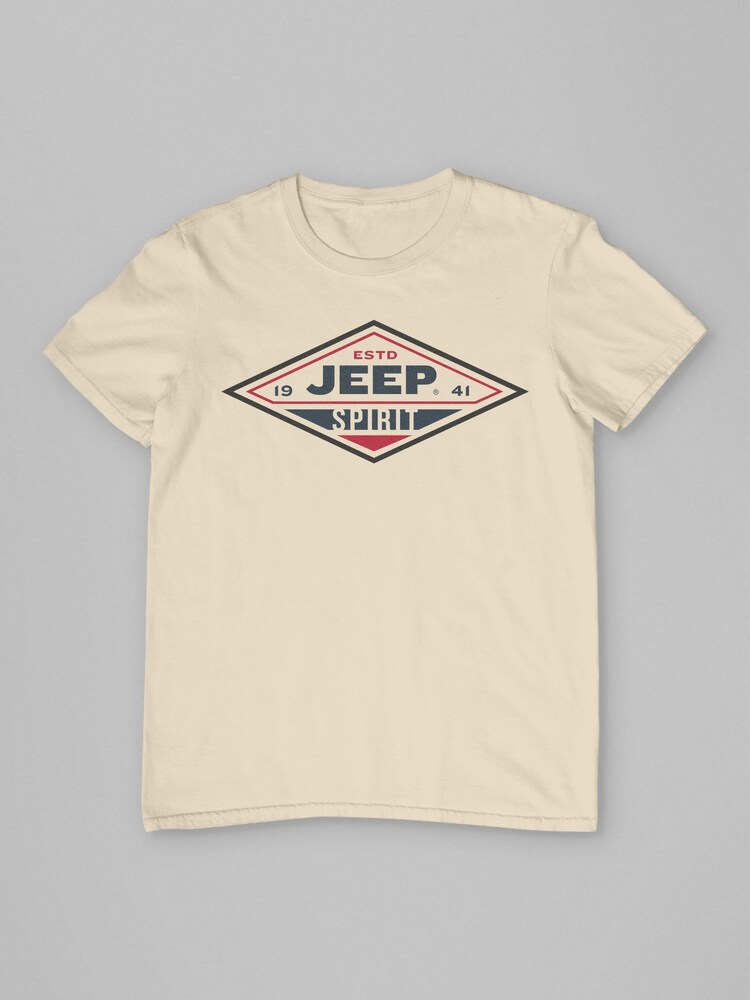 All + Every Cream Jeep Estd 1941 Spirit Logo Mens 100% Cotton T-Shirt - Image 2 of 3