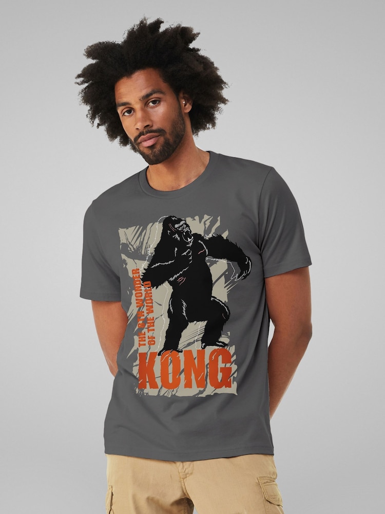 All + Every Grey King Kong Roaring The 8th Wonder Of The World Mens 100% Cotton T-Shirt - Image 2 of 3