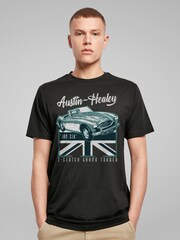 All + Every Black Austin Healey 2 Seater Grand Tourer British Motor Heritage Mens 100% Cotton T-Shirt - Image 1 of 4