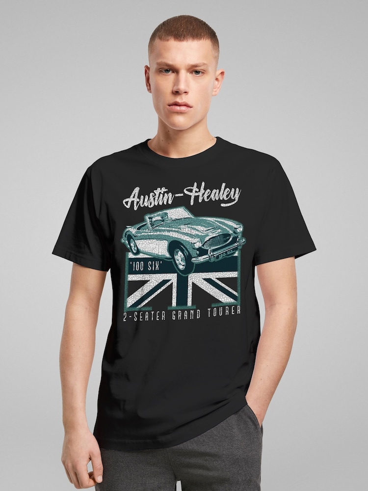 All + Every Black Austin Healey 2 Seater Grand Tourer British Motor Heritage Mens 100% Cotton T-Shirt - Image 2 of 4
