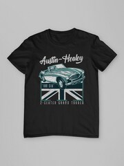 All + Every Black Austin Healey 2 Seater Grand Tourer British Motor Heritage Mens 100% Cotton T-Shirt - Image 3 of 4