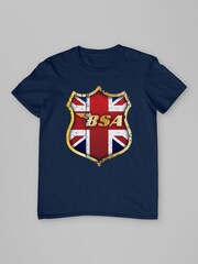All + Every Blue BSA Golden Logo Union Jack Badge Mens 100% Cotton T-Shirt - Image 3 of 4