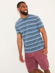 Studland Dark Teal Blue Stripe Pocket T-Shirt - Image 1 of 5