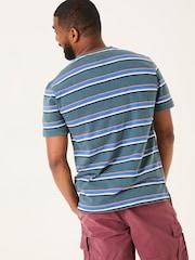 Studland Dark Teal Blue Stripe Pocket T-Shirt - Image 2 of 5