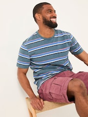 Studland Dark Teal Blue Stripe Pocket T-Shirt - Image 3 of 5