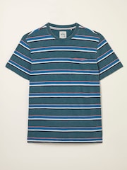 Studland Dark Teal Blue Stripe Pocket T-Shirt - Image 5 of 5