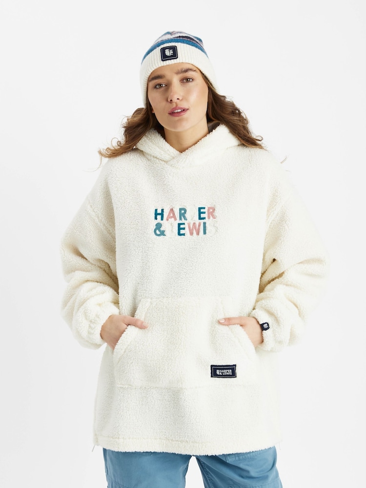 Harper & Lewis Cream Joss Hooded Sherpa Fleece - Image 1 of 8