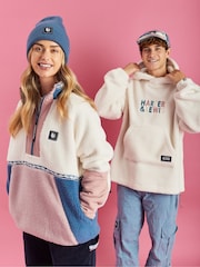 Harper & Lewis Cream Joss Hooded Sherpa Fleece - Image 7 of 8