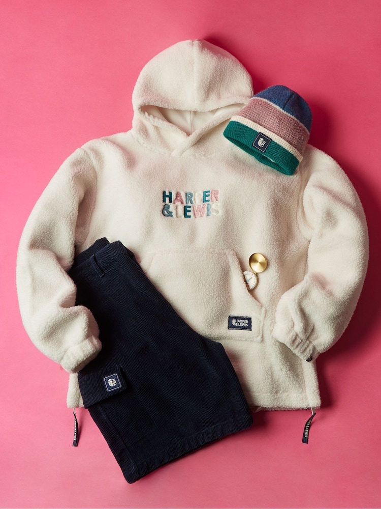 Harper & Lewis Cream Joss Hooded Sherpa Fleece - Image 8 of 8