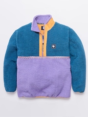 Harper & Lewis Blue Blue Logan Quarter Zip Sherpa Fleece - Image 10 of 10