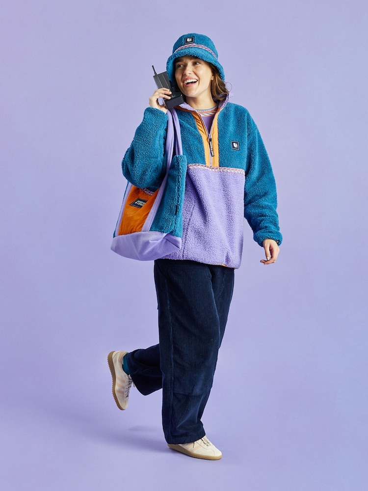 Harper & Lewis Blue Blue Logan Quarter Zip Sherpa Fleece - Image 2 of 10