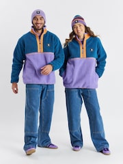 Harper & Lewis Blue Blue Logan Quarter Zip Sherpa Fleece - Image 4 of 10