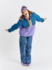Harper & Lewis Blue Blue Logan Quarter Zip Sherpa Fleece - Image 5 of 10