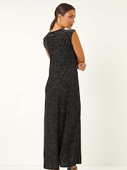 Roman Black Glitter Velvet Maxi Dress - Image 4 of 6