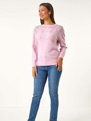 Roman Pink Hotfix Diamante Knit Jumper - Image 4 of 5