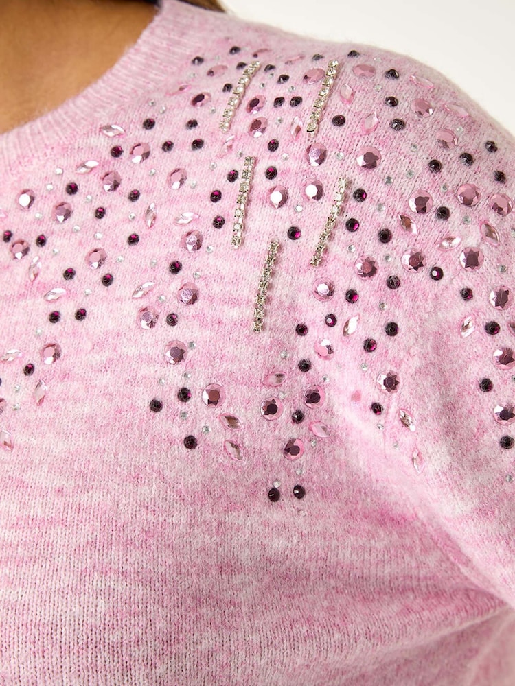 Roman Pink Hotfix Diamante Knit Jumper - Image 5 of 5