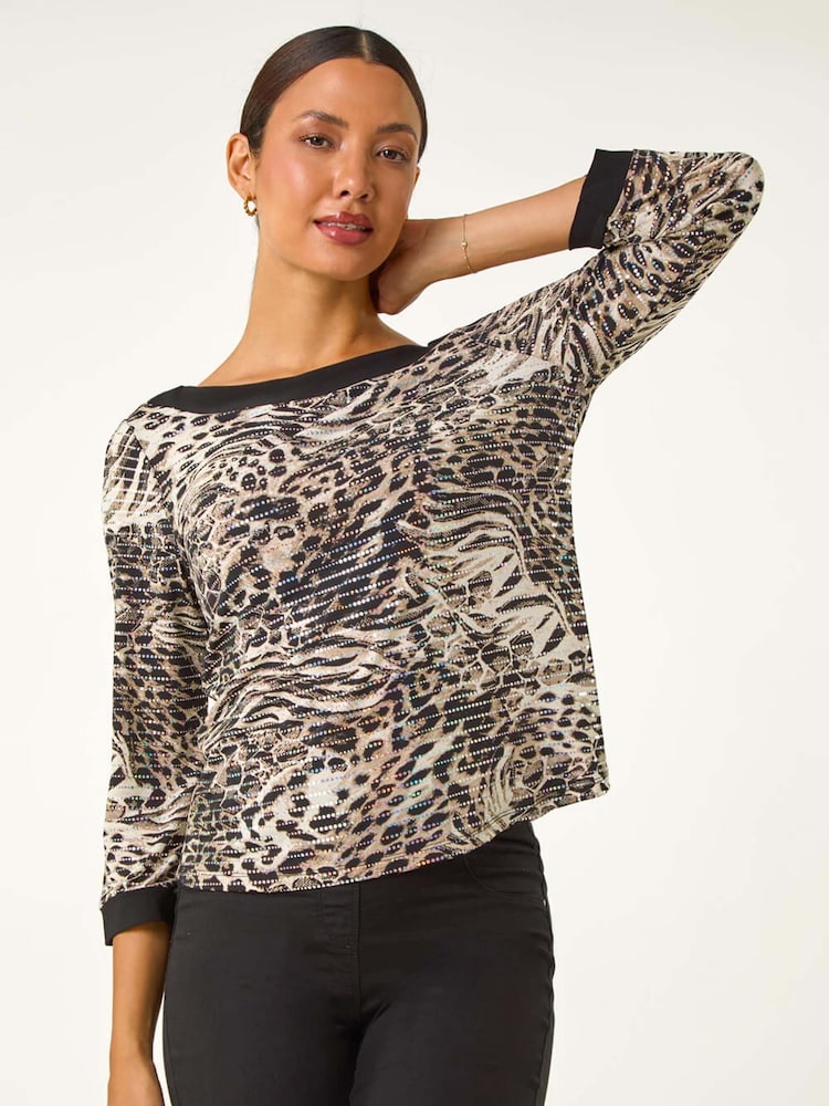 Roman Natural Animal Print Holgraphic T-Shirt - Image 1 of 5