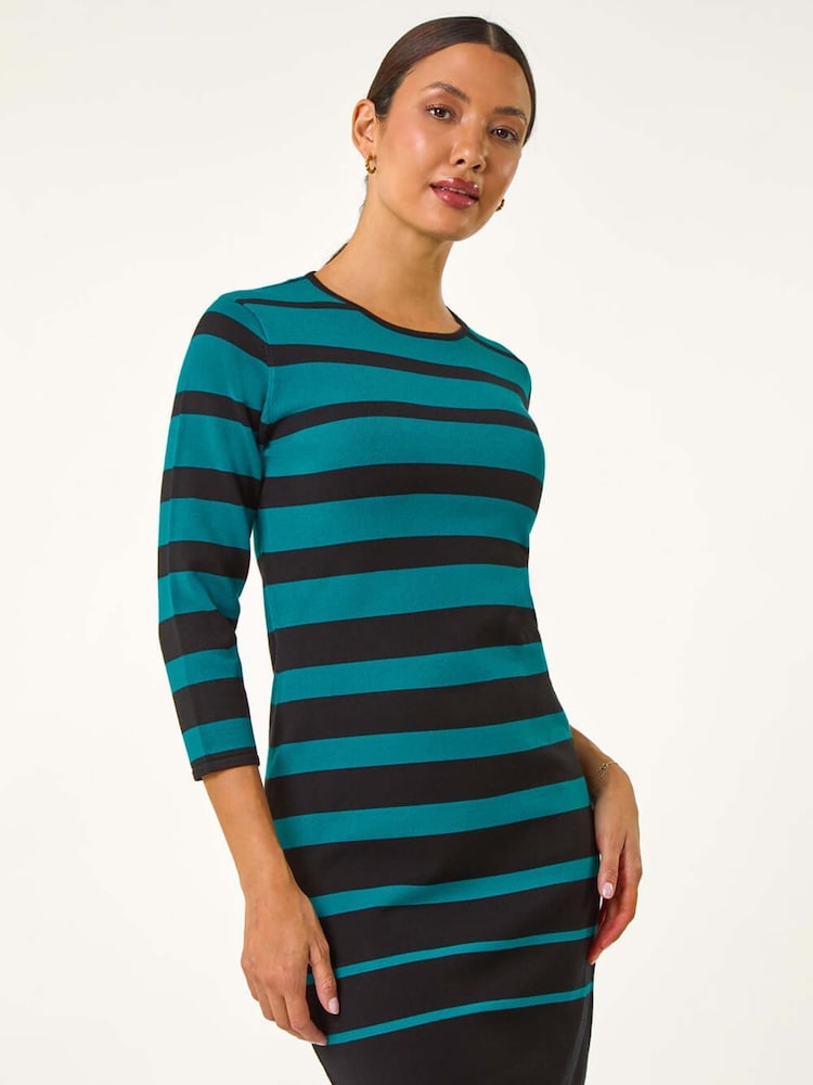 Roman Blue Gradient Stripe Knitted Dress - Image 1 of 6