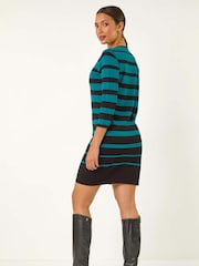 Roman Blue Gradient Stripe Knitted Dress - Image 3 of 6
