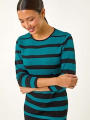 Roman Blue Gradient Stripe Knitted Dress - Image 5 of 6