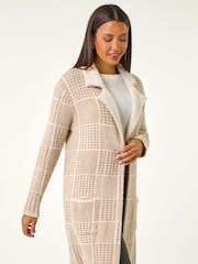 Roman Natural Patchwork Check Collar Pocket Cardigan - Image 1 of 5