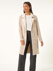 Roman Natural Patchwork Check Collar Pocket Cardigan - Image 3 of 5
