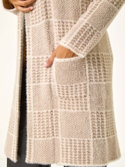 Roman Natural Patchwork Check Collar Pocket Cardigan - Image 5 of 5