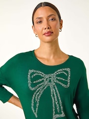 Roman Green Hotfix Embellished Bow T-Shirt - Image 2 of 5