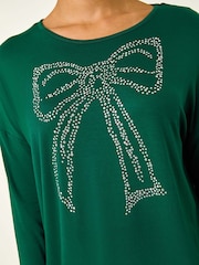 Roman Green Hotfix Embellished Bow T-Shirt - Image 5 of 5