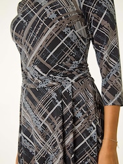 Roman Brown Abstract Linear Dress - Image 5 of 5