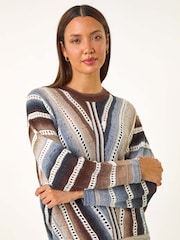Roman Brown Chevy Stitch Detail Jumper - Image 1 of 6