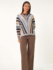 Roman Brown Chevy Stitch Detail Jumper - Image 4 of 6