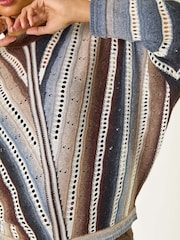Roman Brown Chevy Stitch Detail Jumper - Image 6 of 6