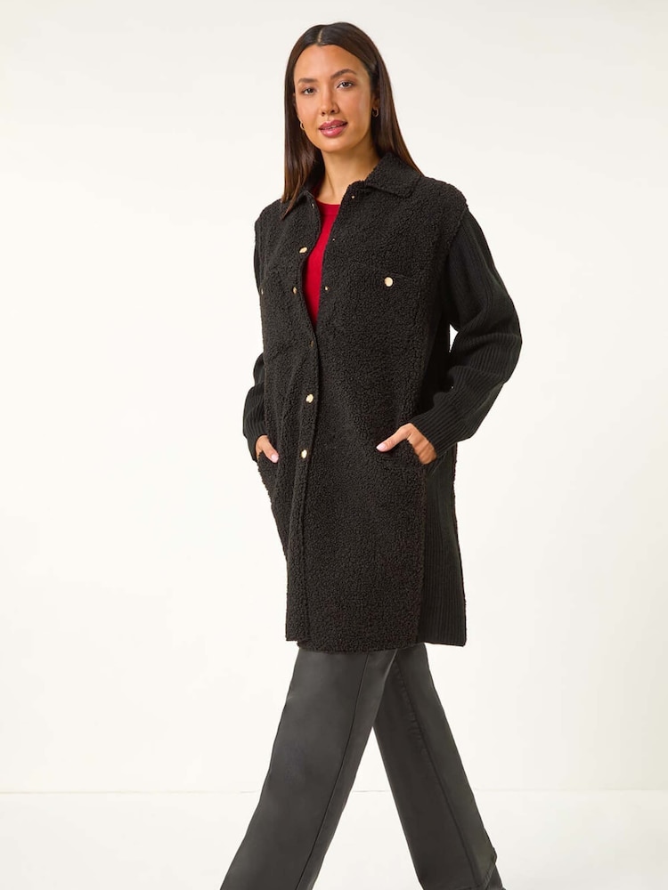 Roman Black Longline Button Through Knit Jacket - Image 2 of 5