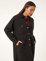 Roman Black Longline Button Through Knit Jacket - Image 4 of 5