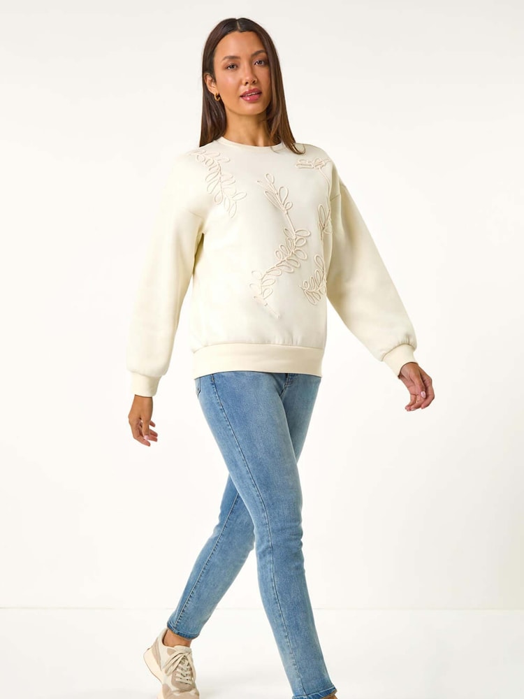 Roman Cream Floral Embroidered Sweatshirt - Image 1 of 5