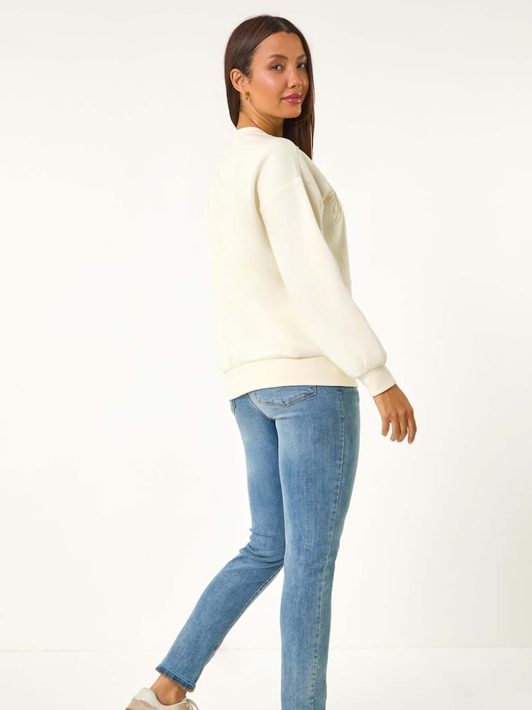 Roman Cream Floral Embroidered Sweatshirt - Image 2 of 5