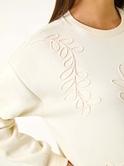 Roman Cream Floral Embroidered Sweatshirt - Image 5 of 5