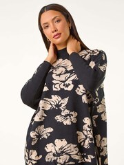 Roman Brown Floral Mono Print Knit Jumper - Image 2 of 5