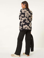 Roman Brown Floral Mono Print Knit Jumper - Image 3 of 5