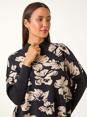 Roman Brown Floral Mono Print Knit Jumper - Image 4 of 5