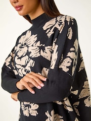 Roman Brown Floral Mono Print Knit Jumper - Image 5 of 5
