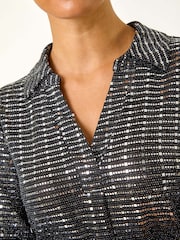 Roman Metallic Foil V-Neck Shirt - Image 5 of 5