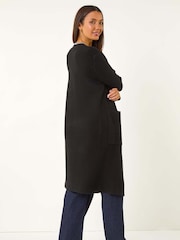 Roman Black Longline Whipstitch Pocket Cardigan - Image 4 of 6
