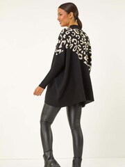 Roman Black Leopard Print Knitted Jumper - Image 2 of 5