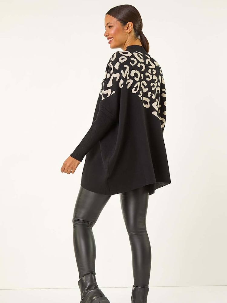 Roman Black Leopard Print Knitted Jumper - Image 2 of 5