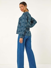 Roman Blue Button Detail Pinktuck Top - Image 2 of 5