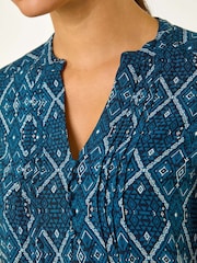 Roman Blue Button Detail Pinktuck Top - Image 5 of 5