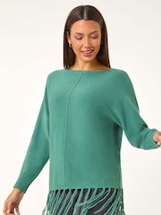 Roman Green Fringe Hem Knit Jumper - Image 4 of 5